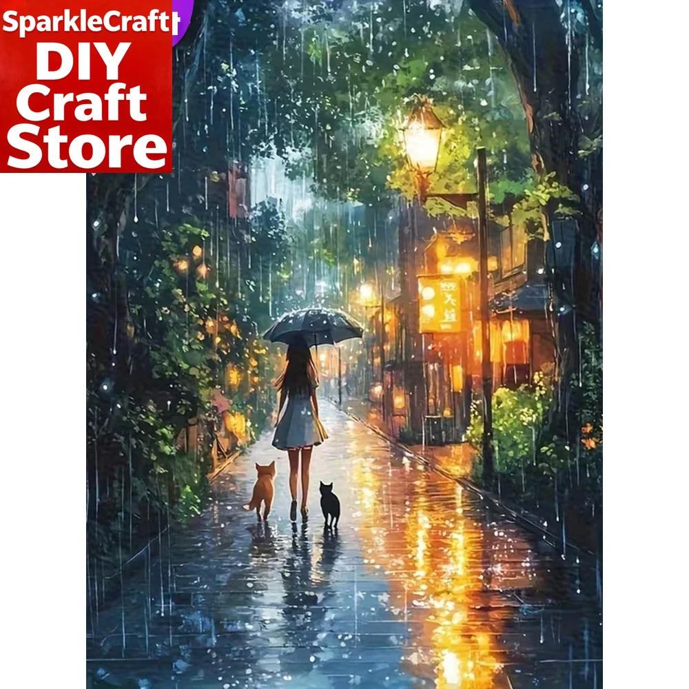 Resin Craft For Beginners - 1 Stück rahmenloses DIY-Diamant-Stickerei-Set mit Straßenlandschaft,