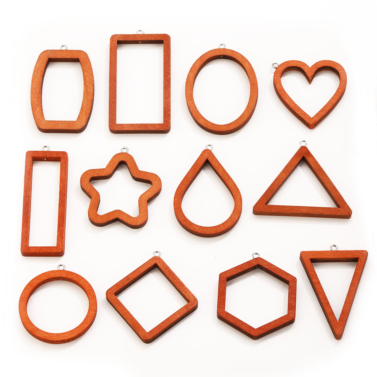 Resin Craft Projects - 10 Stück Dreieckige und Rechteckige Holz-Geometrie-Anhänger